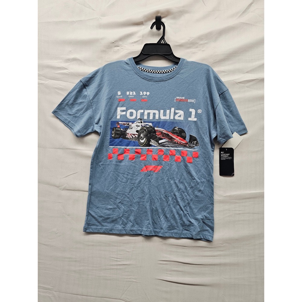 Formula 1 Mens Racing Graphic T-Shirt Blue Cotton Blend Casual Size XL